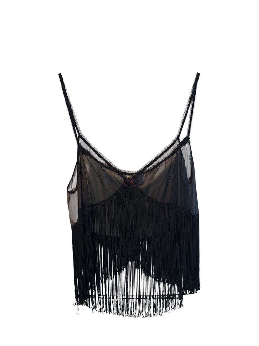 Vintage Y2K DARLING Sheer Mesh Fringe Cami Top - Made in Canada